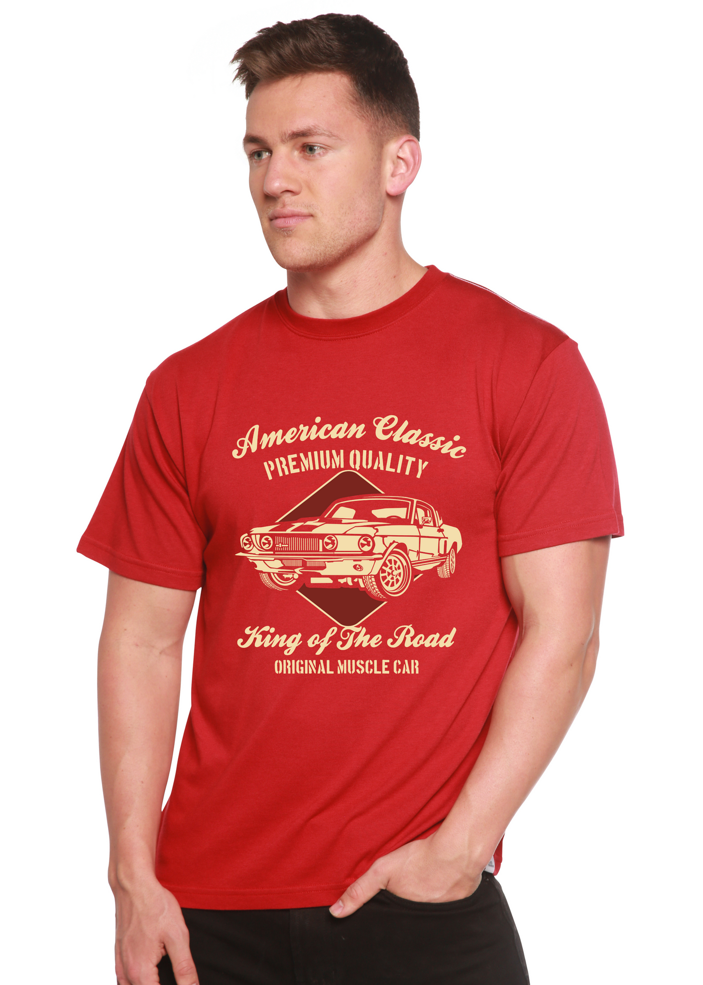 American Classic men's bamboo tshirt pompeian red