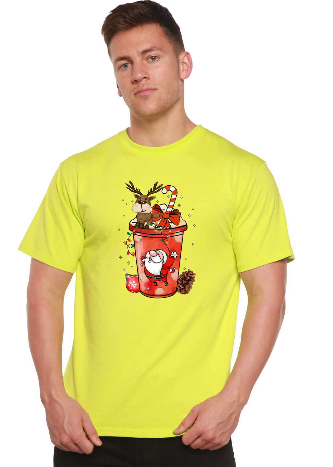 Holly Jolly Christmas Unisex Graphic Bamboo T-Shirt lime punch