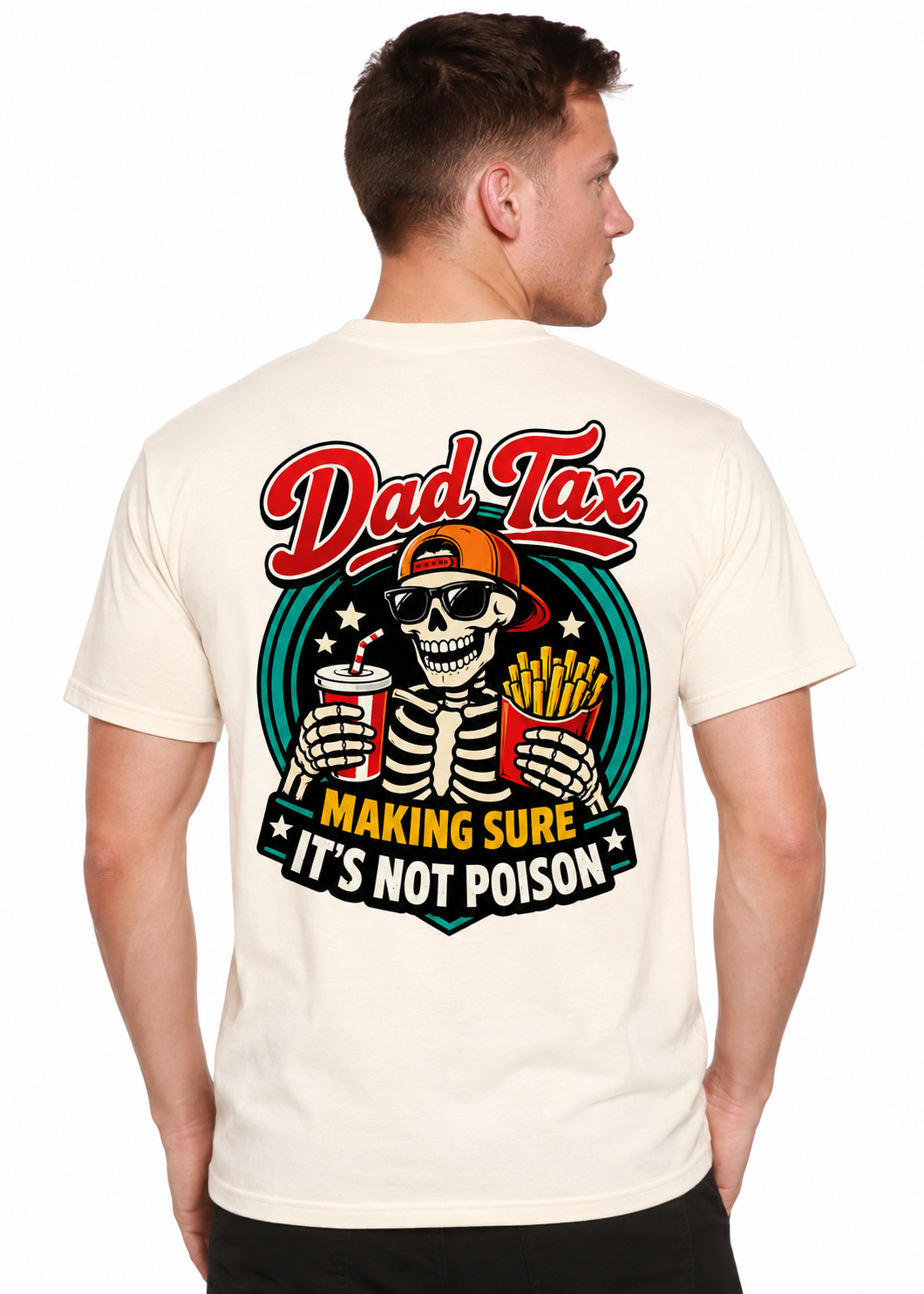 Dad Tax Skeleton Fast Food Unisex Bamboo/Cotton Graphic T-Shirt