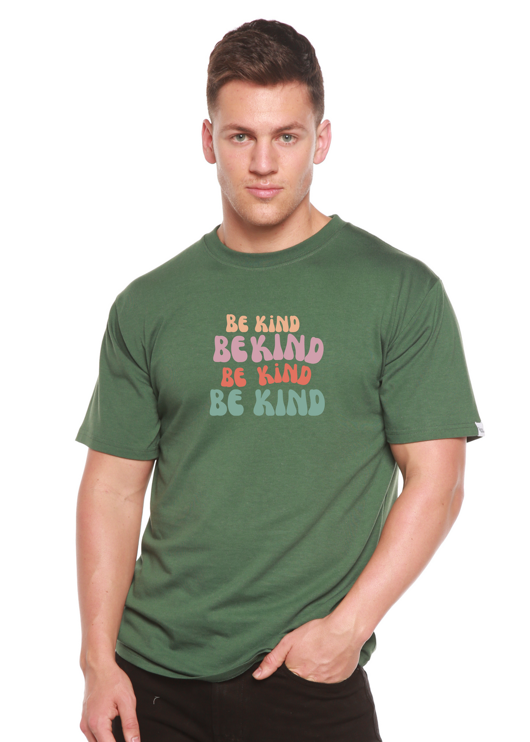 Be Kind Graphic Bamboo T-Shirt pine green