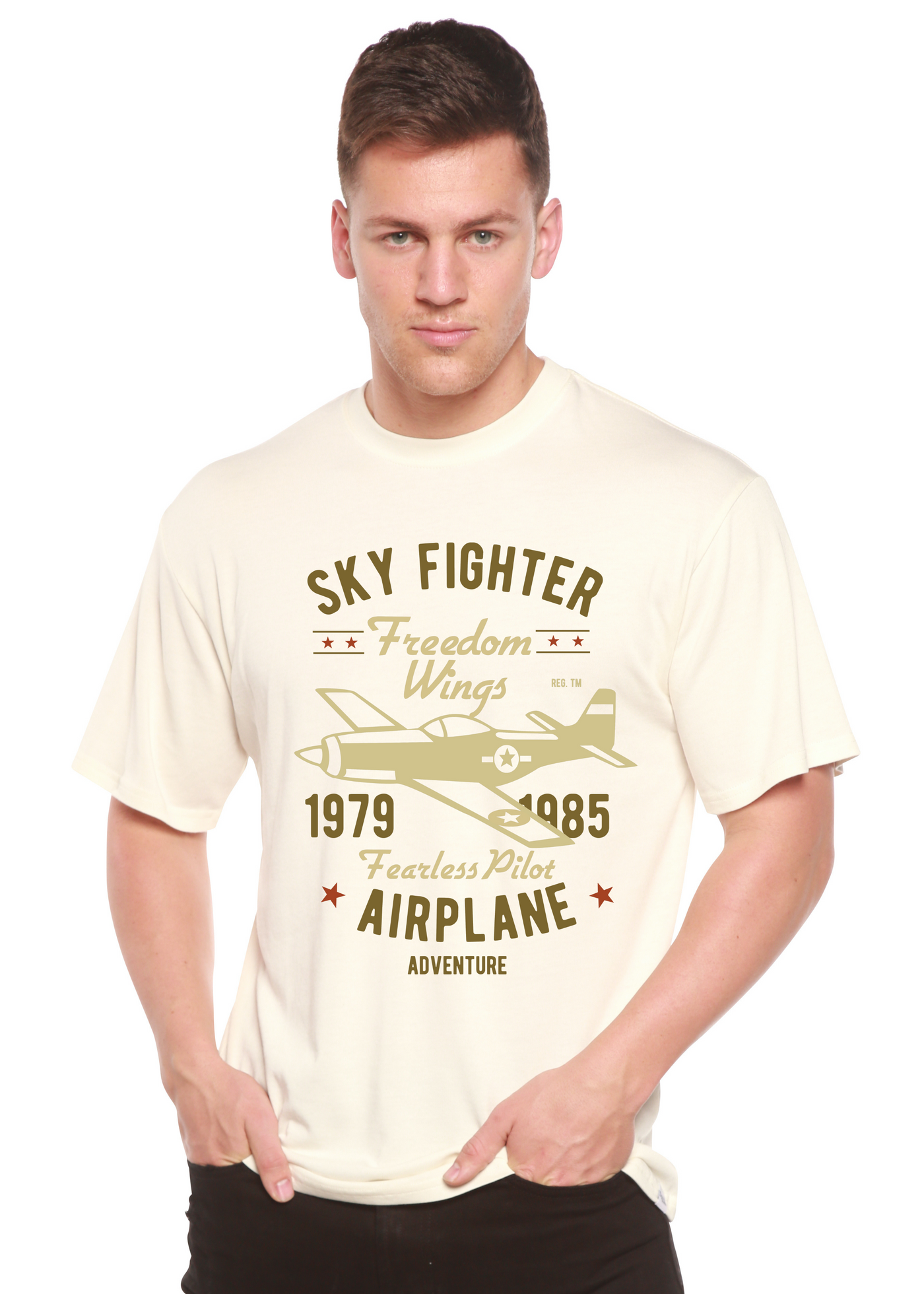 Sky Fighter men's bamboo tshirt white