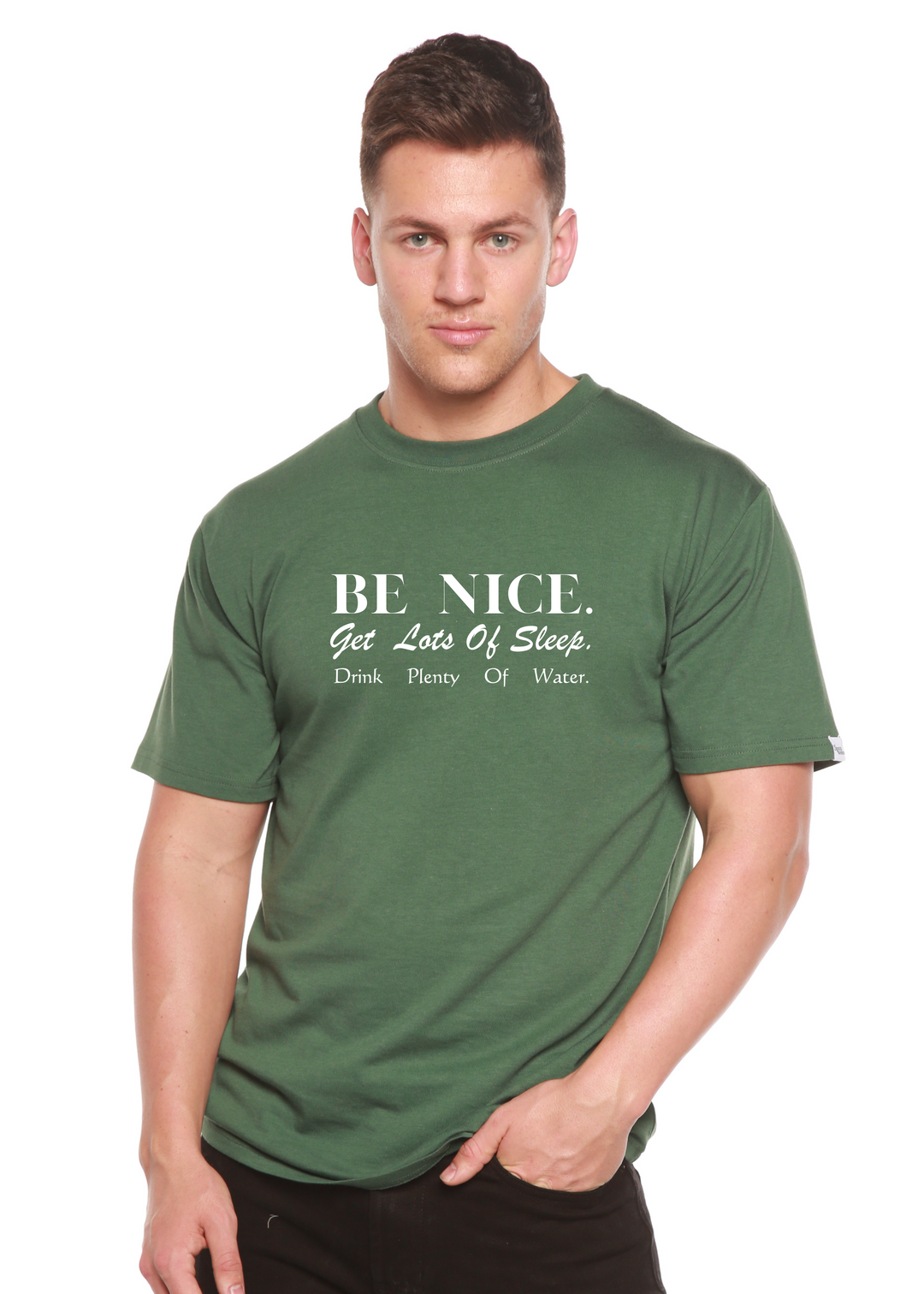 Be Nice Graphic Bamboo T-Shirt pine green
