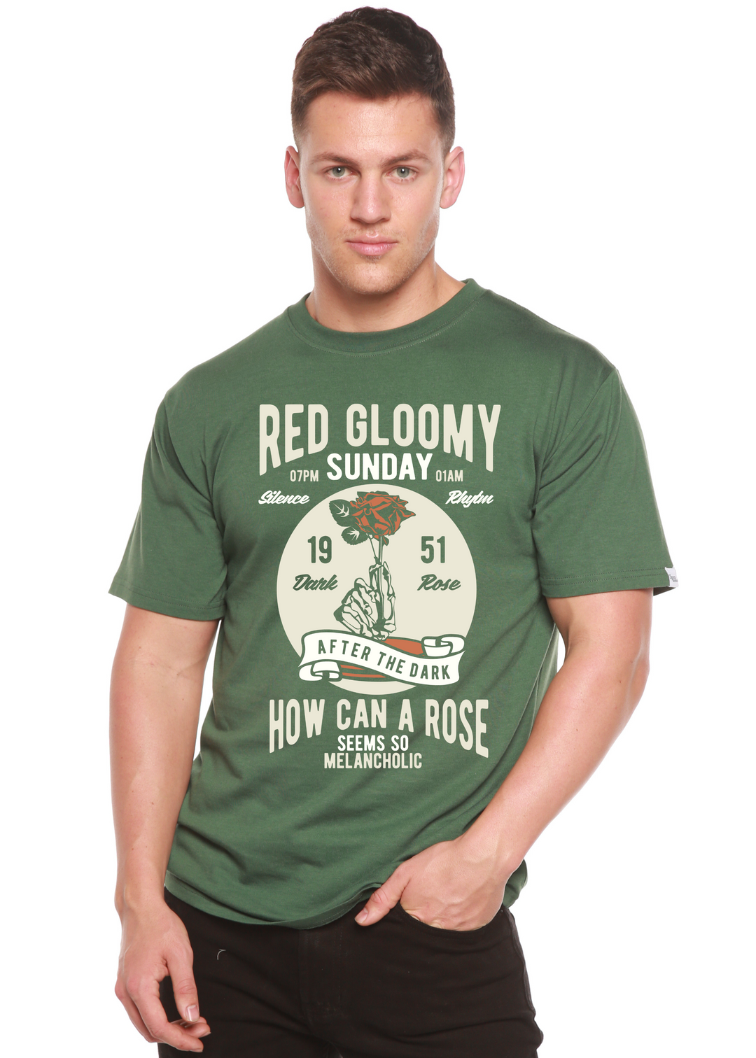 Red Gloomy men's bamboo tshirt pine green
