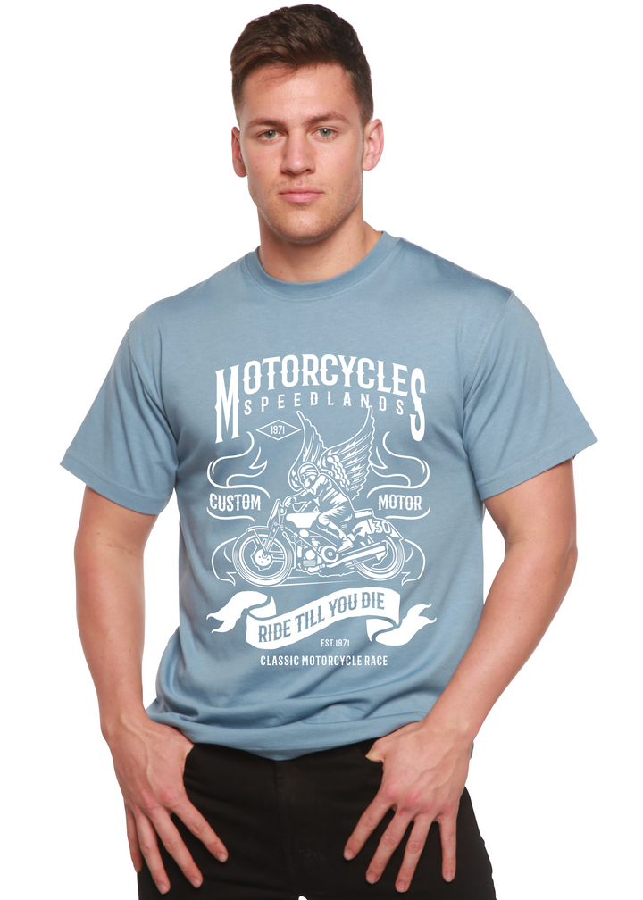 Motorcycles men's bamboo tshirt infinity blue