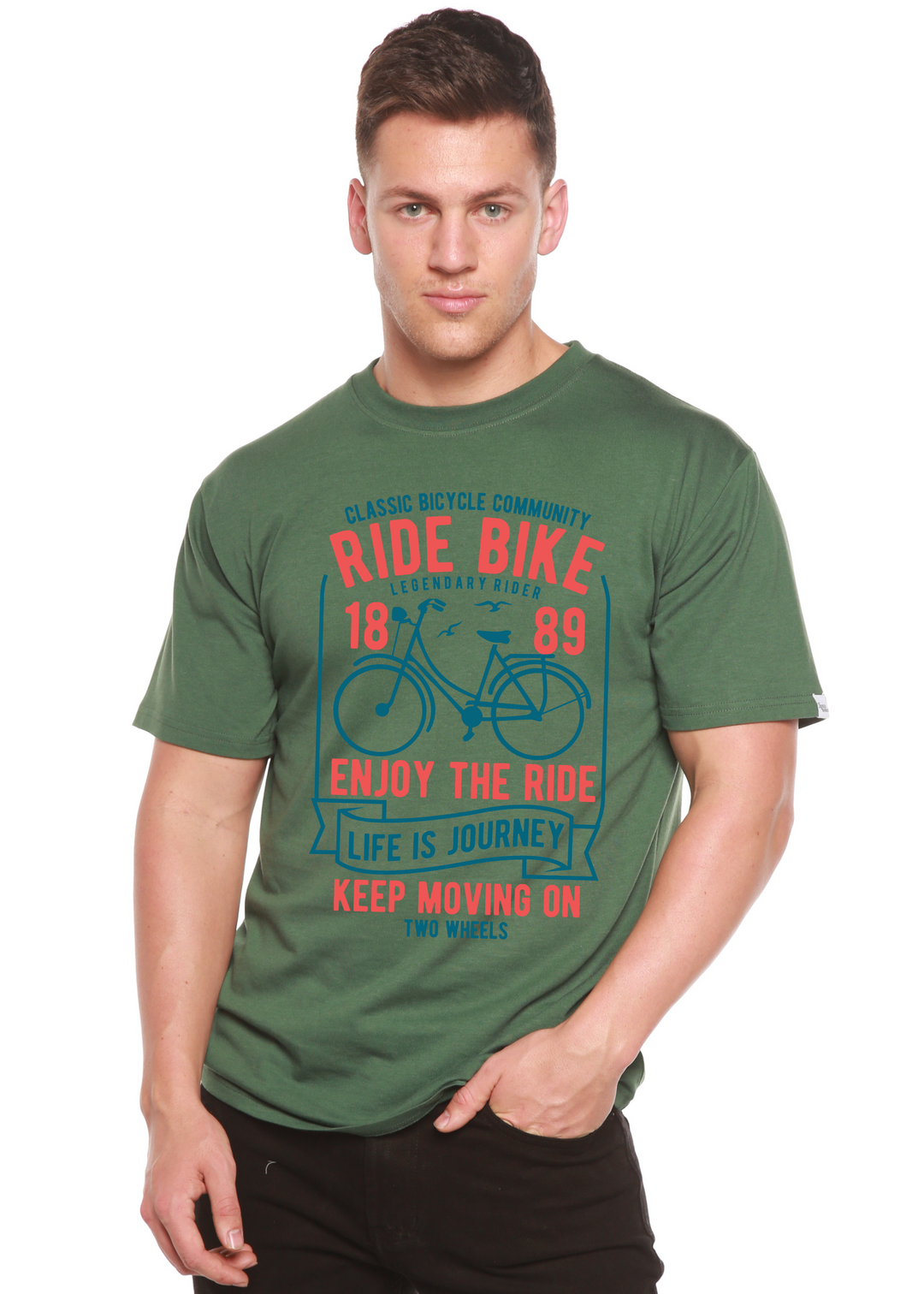Ride Bike men's bamboo tshirt pine green