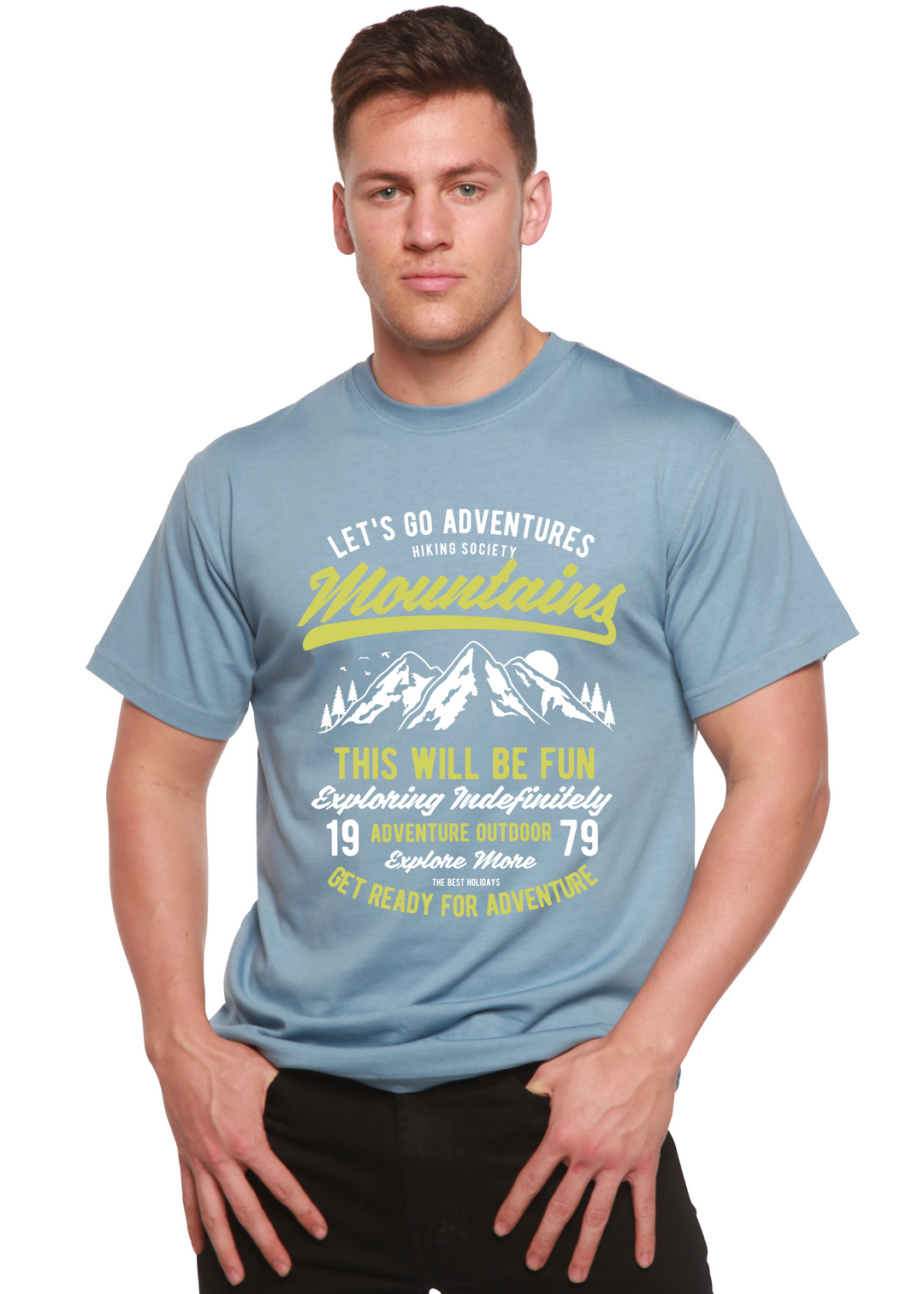 Let_s Go Adventure men's bamboo tshirt infinity blue