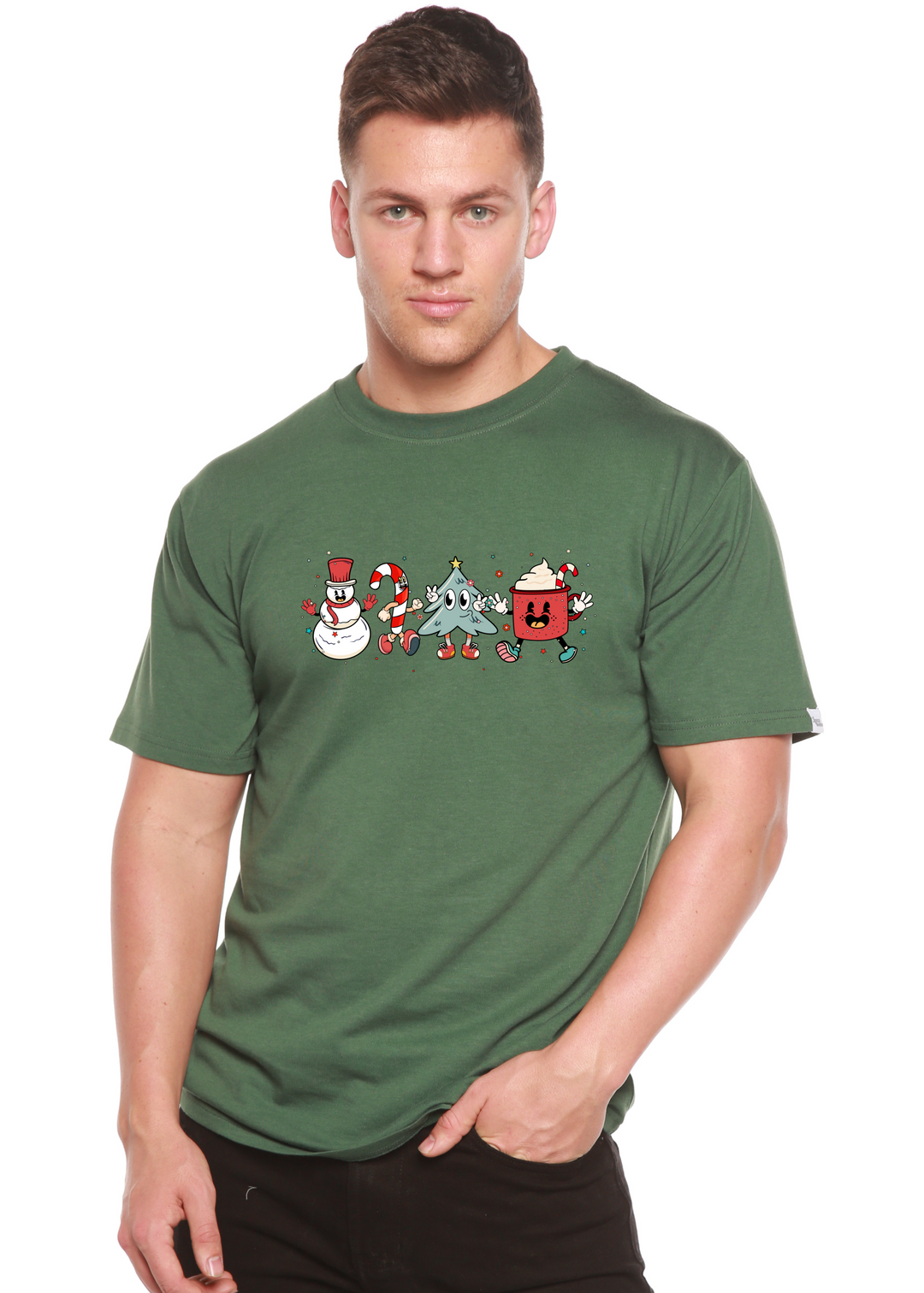 Happy Christmas Month Unisex Graphic Bamboo T-Shirt pine green