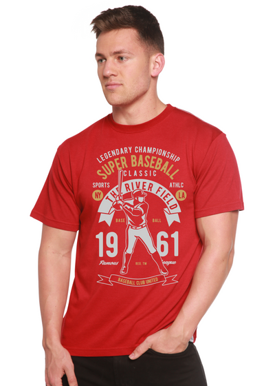 Super Baseball  men's bamboo tshirt pompeian red