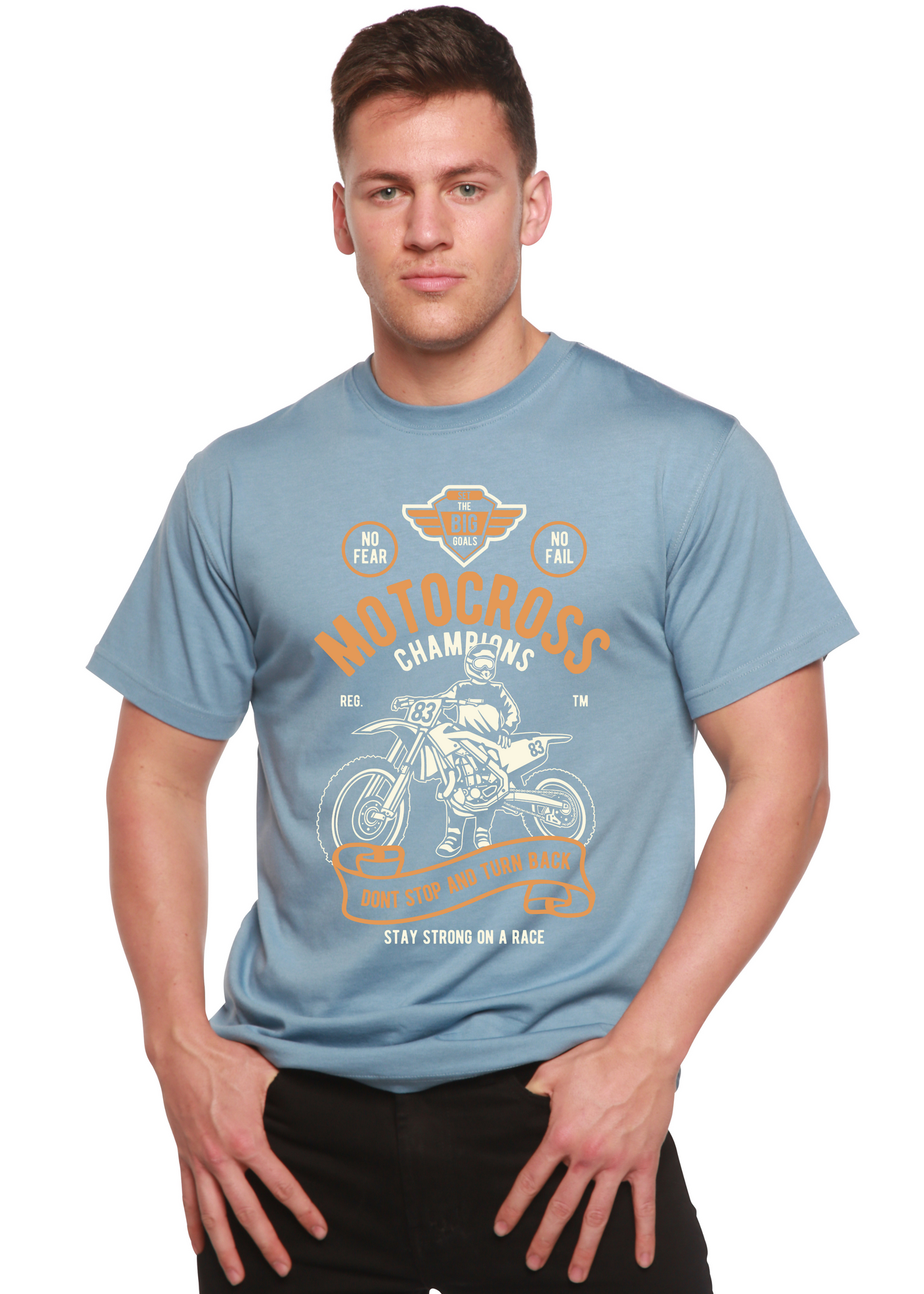 Motocross Champions men's bamboo tshirt infinity blue