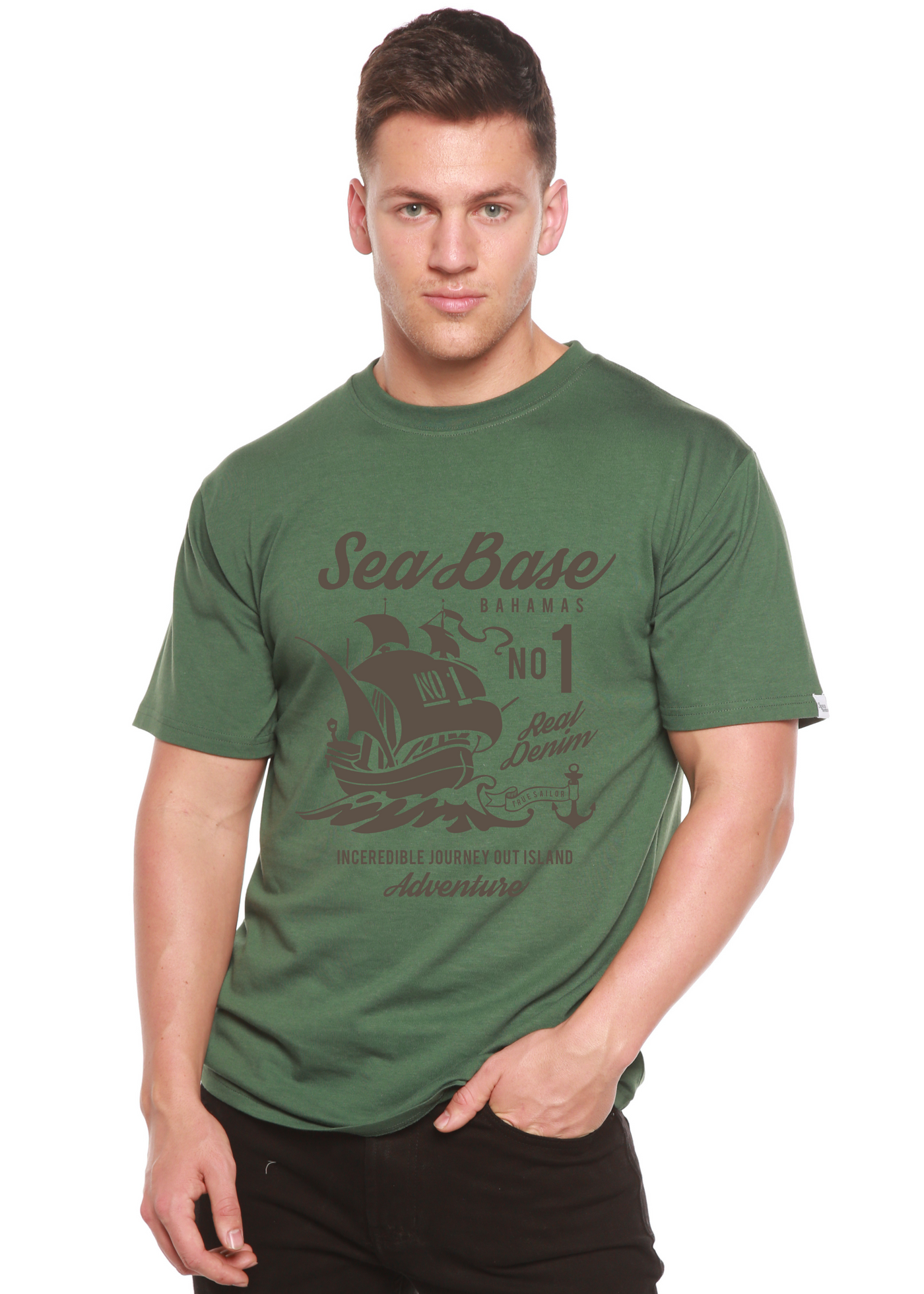 Sea Base men's bamboo tshirt pine green