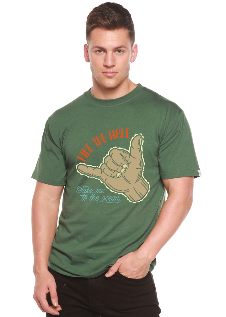 Ride The Wave men's bamboo tshirt pine green
