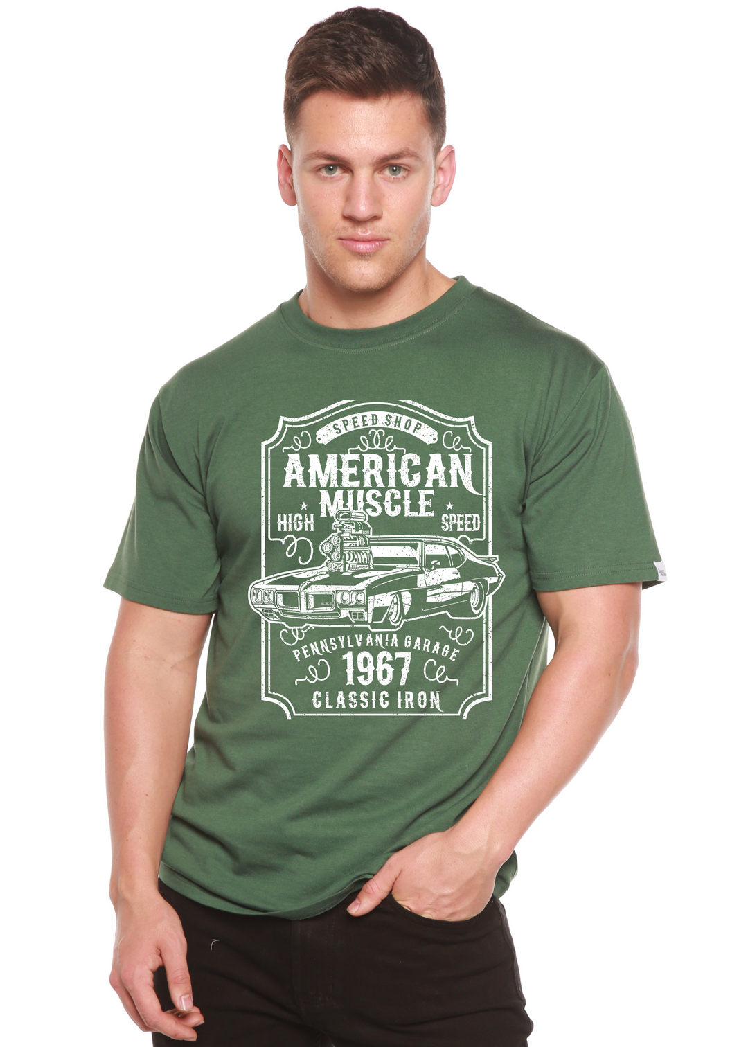 American Muscle men's bamboo tshirt pine green