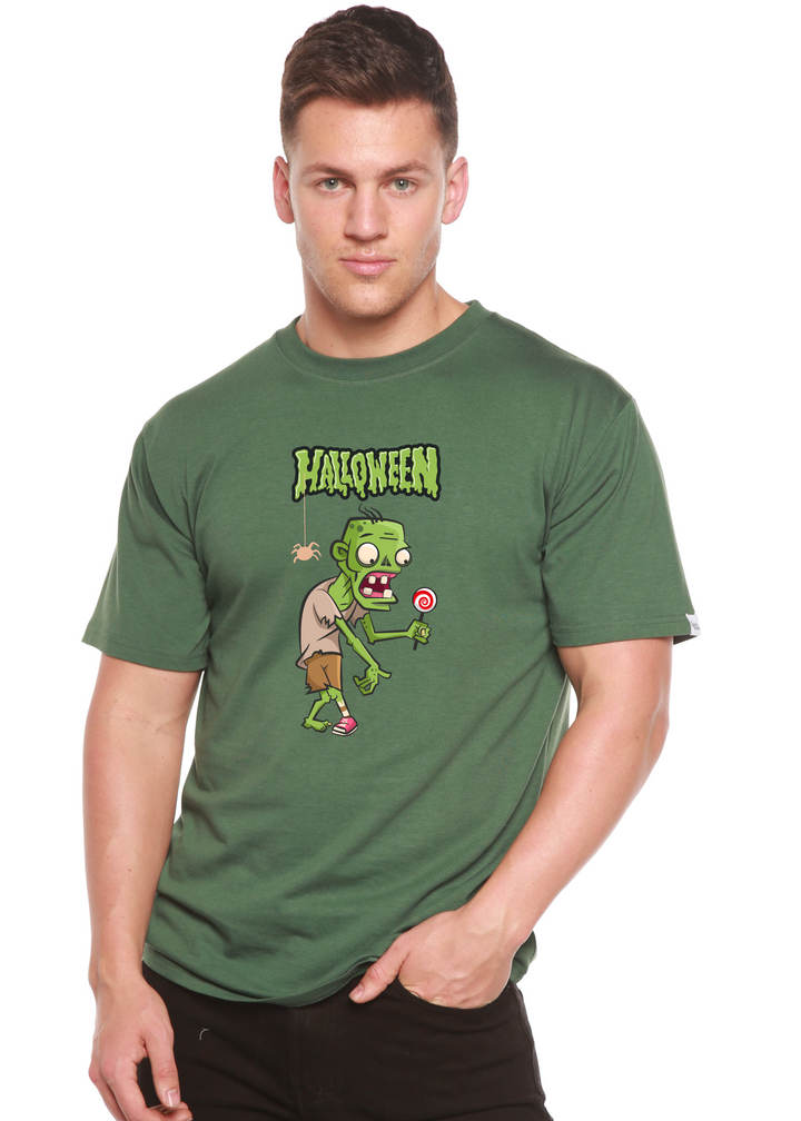 Halloween Green Monster Unisex Graphic Bamboo T-Shirt pine green
