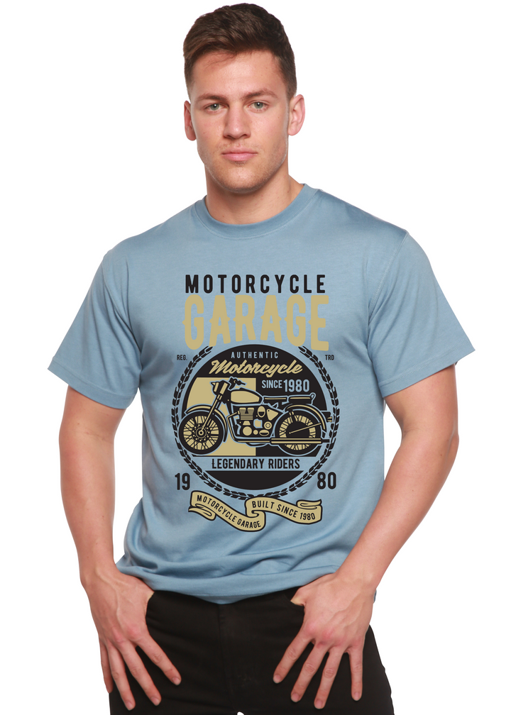 Motorcycle Garage Classic men's bamboo tshirt infinity blue