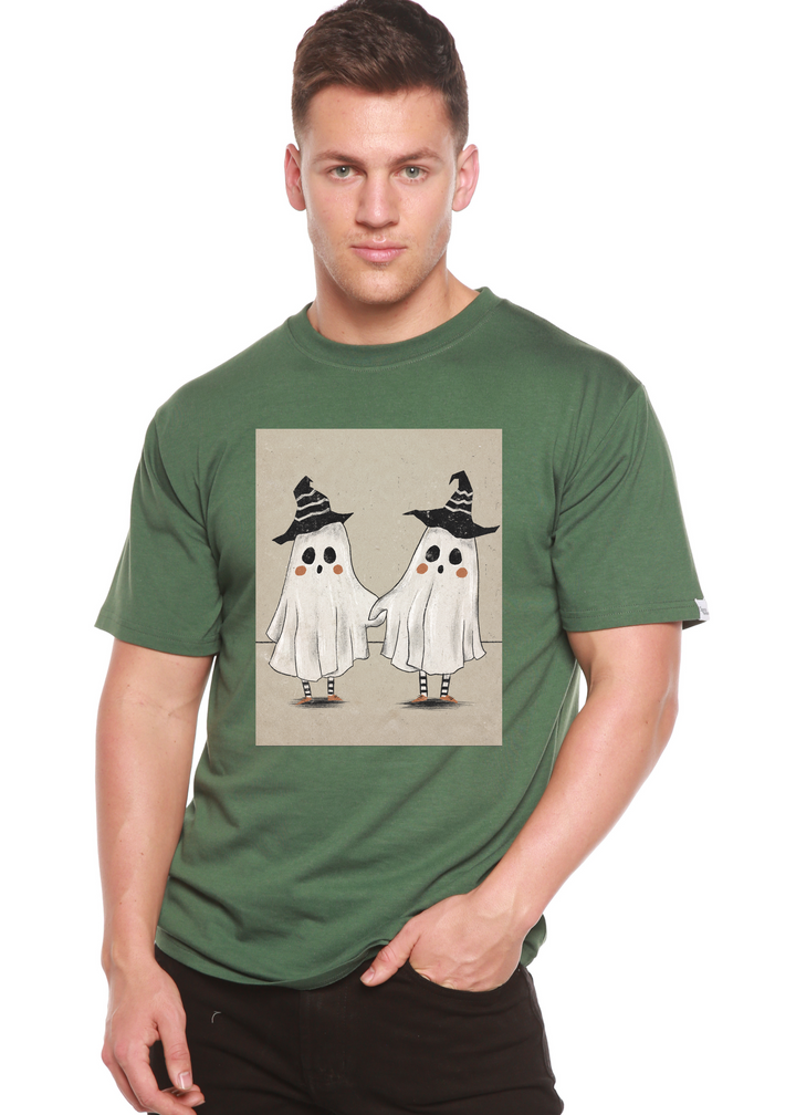 Cute Ghost Graphic Bamboo T-Shirt pine green