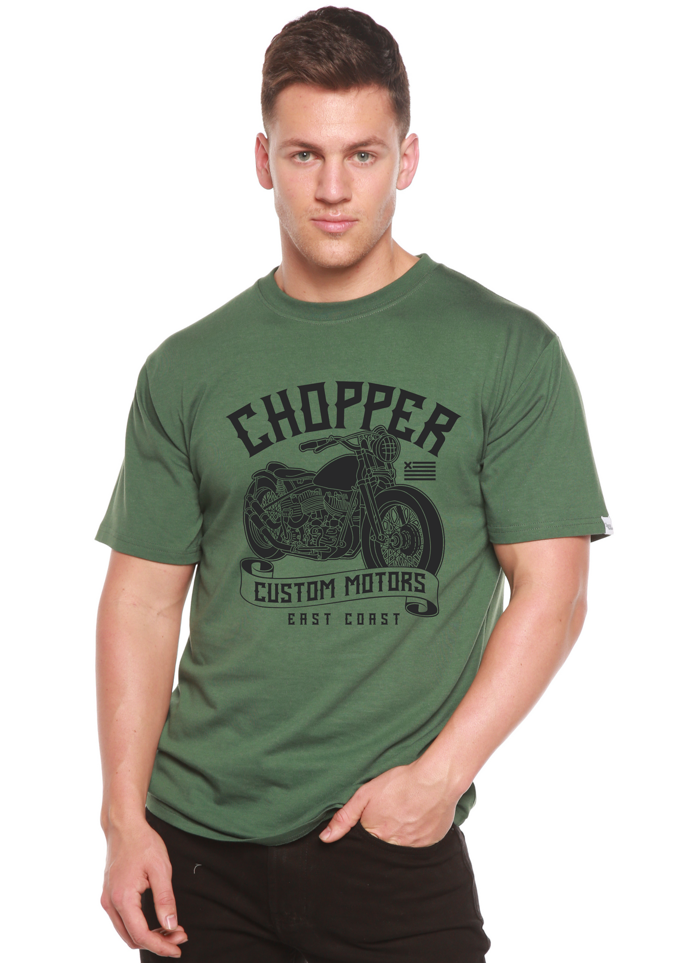 Chopper Custom Motors men's bamboo tshirt pine green