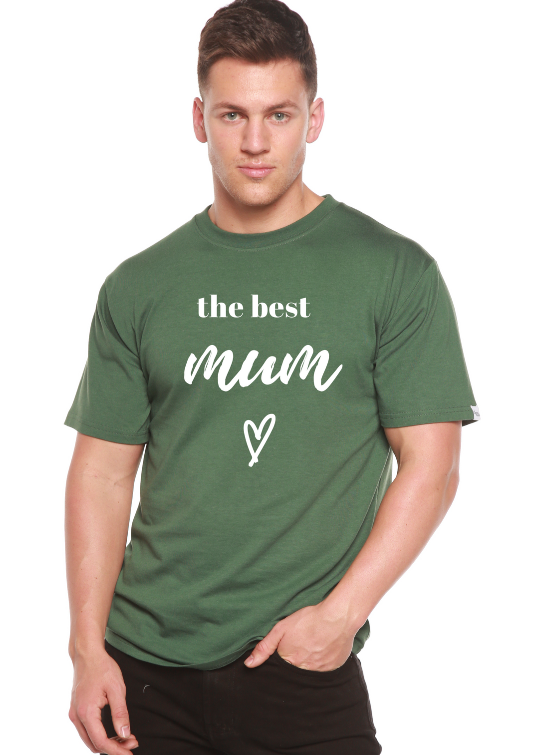 The Best Mum Unisex Graphic Bamboo T-Shirt pine green