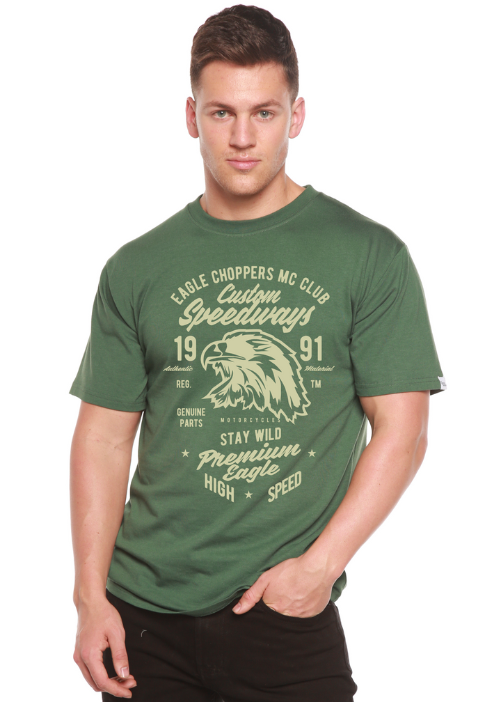 Custom Speedways Premium Eagle men's bamboo tshirt pine green