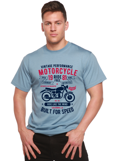Motorcycle Ride Free men's bamboo tshirt infinity blue