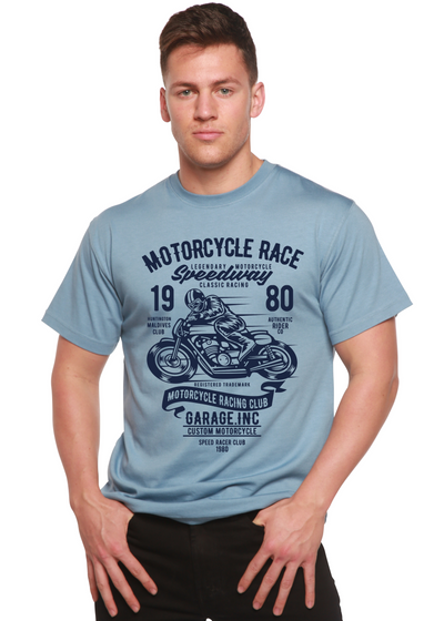 Motorcycles Race men's bamboo tshirt infinity blue