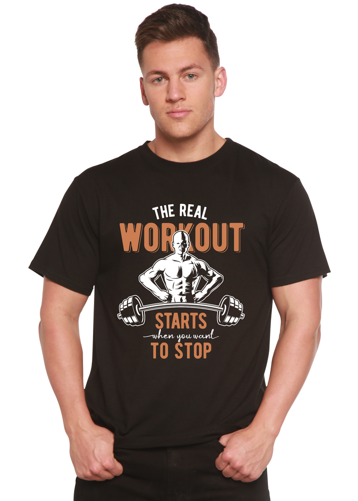 The Real Workout men's bamboo tshirt black