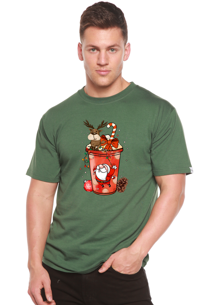 Holly Jolly Christmas Unisex Graphic Bamboo T-Shirt pine green