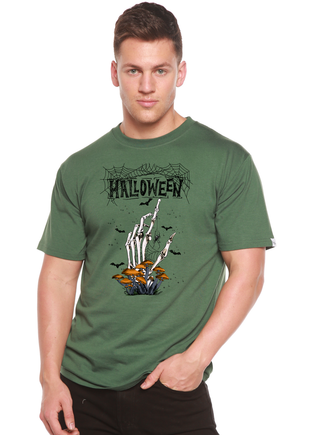 Halloween Graphic Bamboo T-Shirt pine green