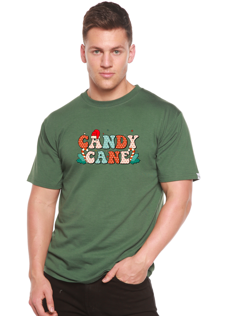 Candy Cane Christmas Unisex Graphic Bamboo T-Shirt pine green