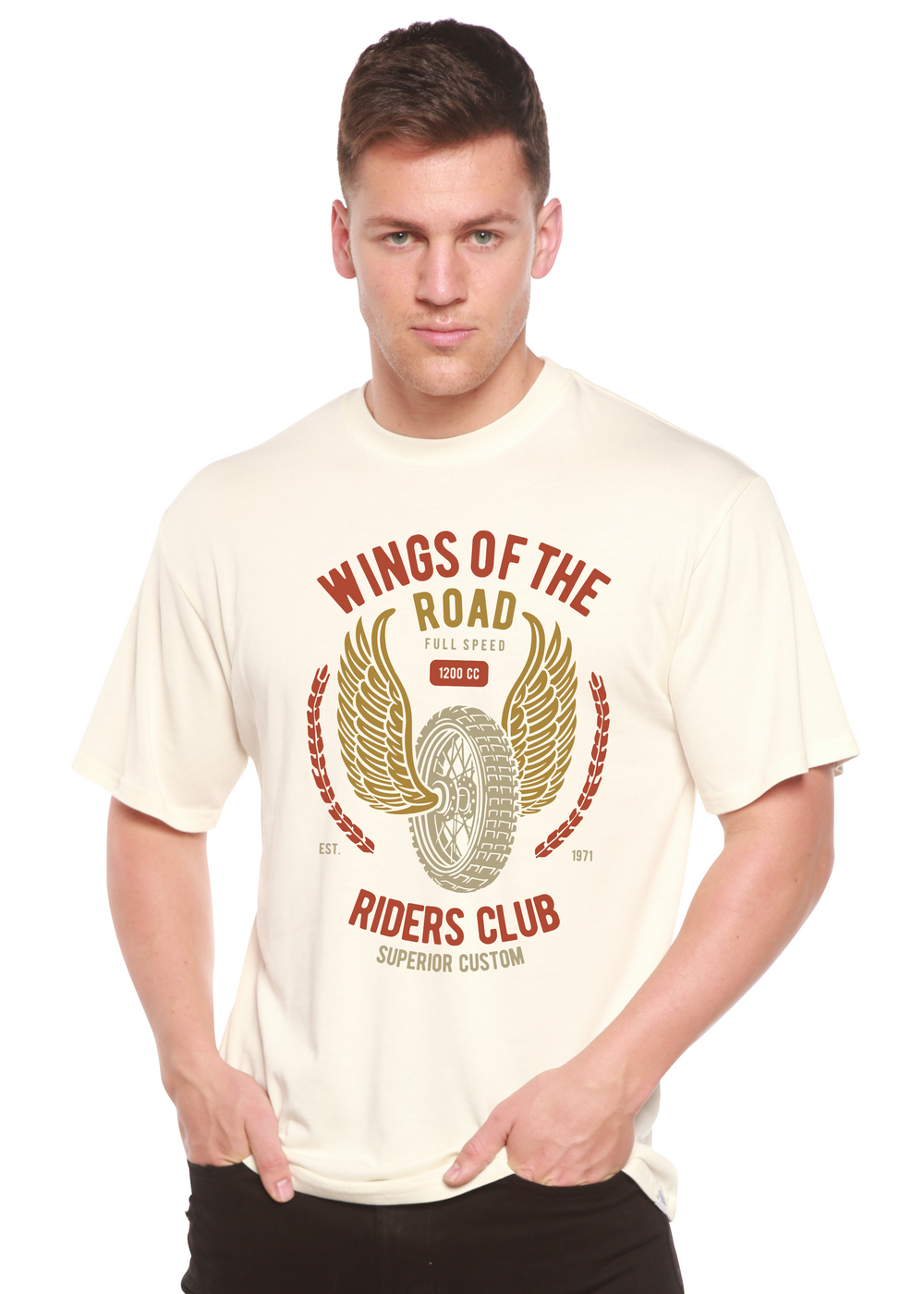 Wings Of The Road men's bamboo tshirt white
