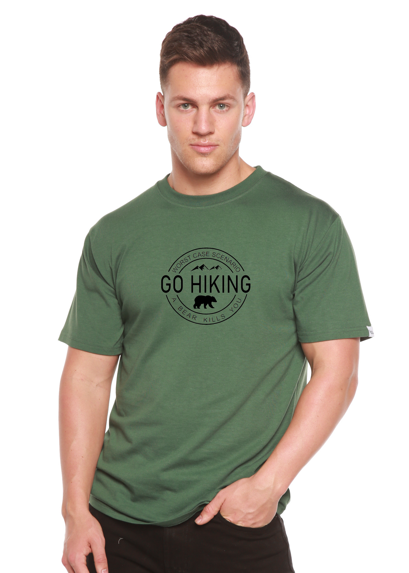 Go Hiking Graphic Bamboo T-Shirt pine green