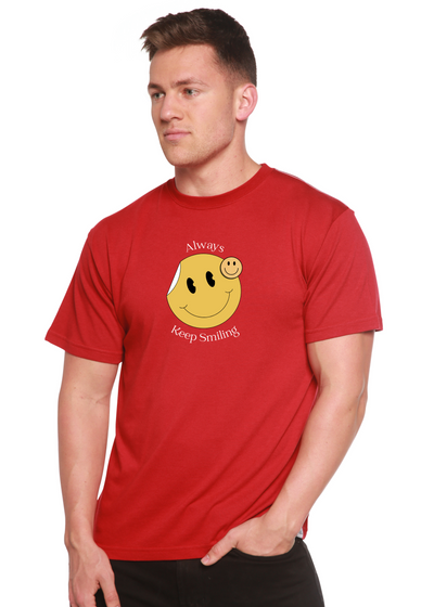 Always Keep Smiling Graphic Bamboo T-Shirt pompeian red