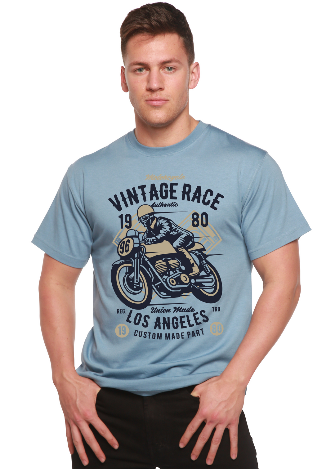Vintage Race men's bamboo tshirt infinity blue