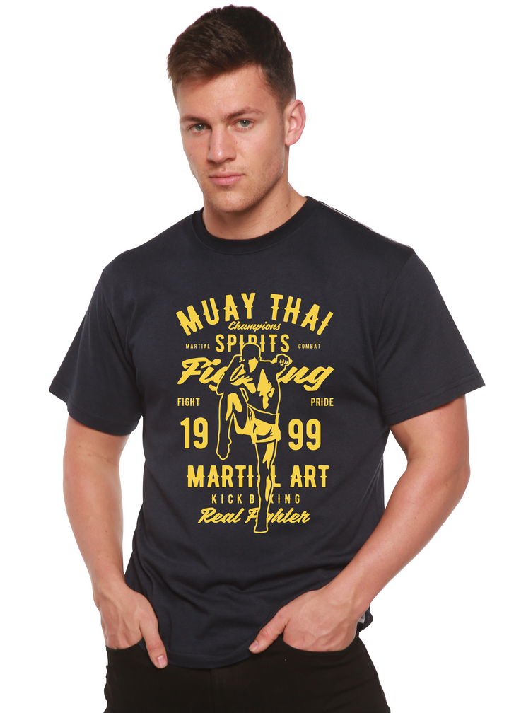 Muay Thai men's bamboo tshirt navy blue