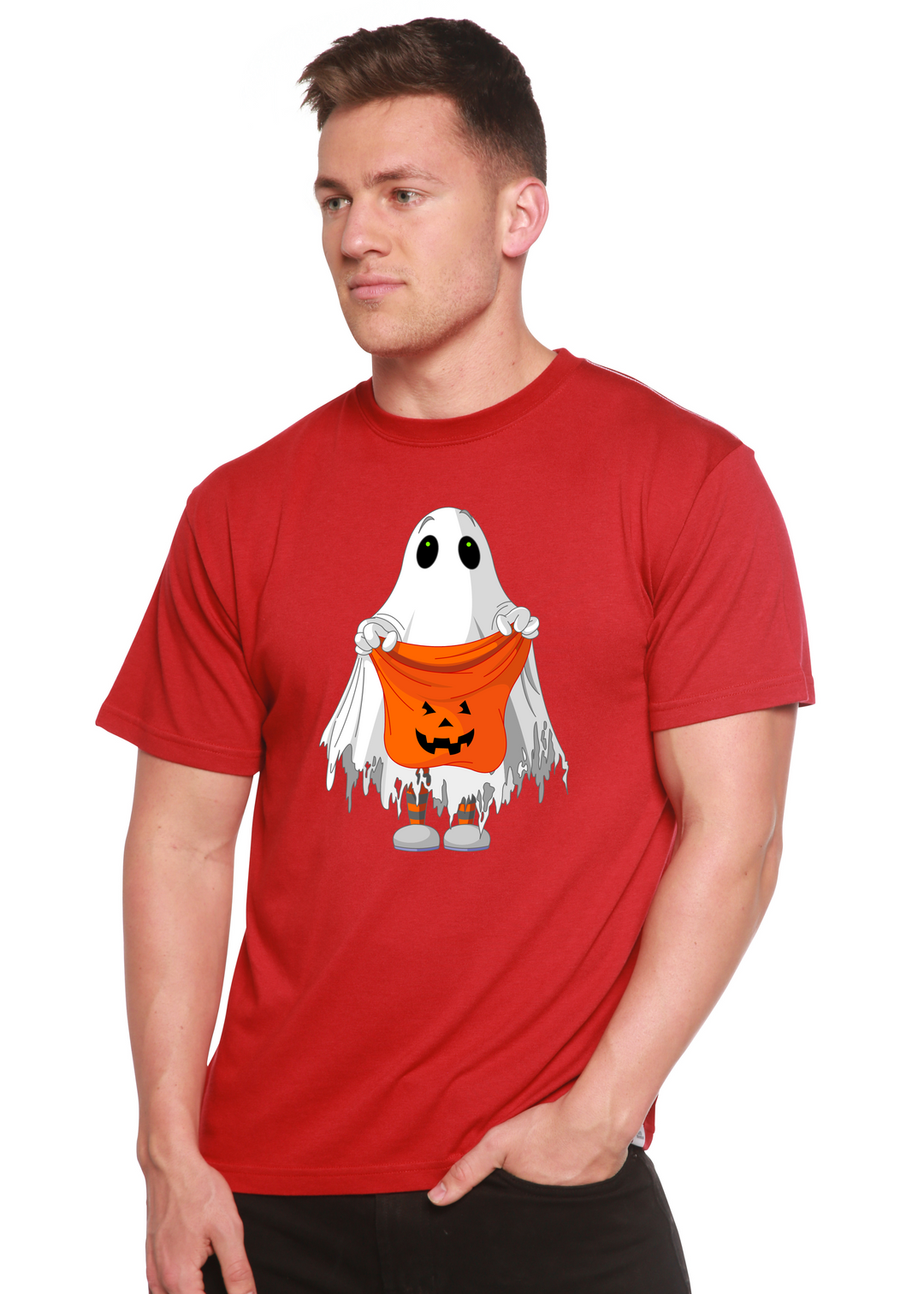 Boo Halloween Graphic Bamboo T-Shirt pompeian red