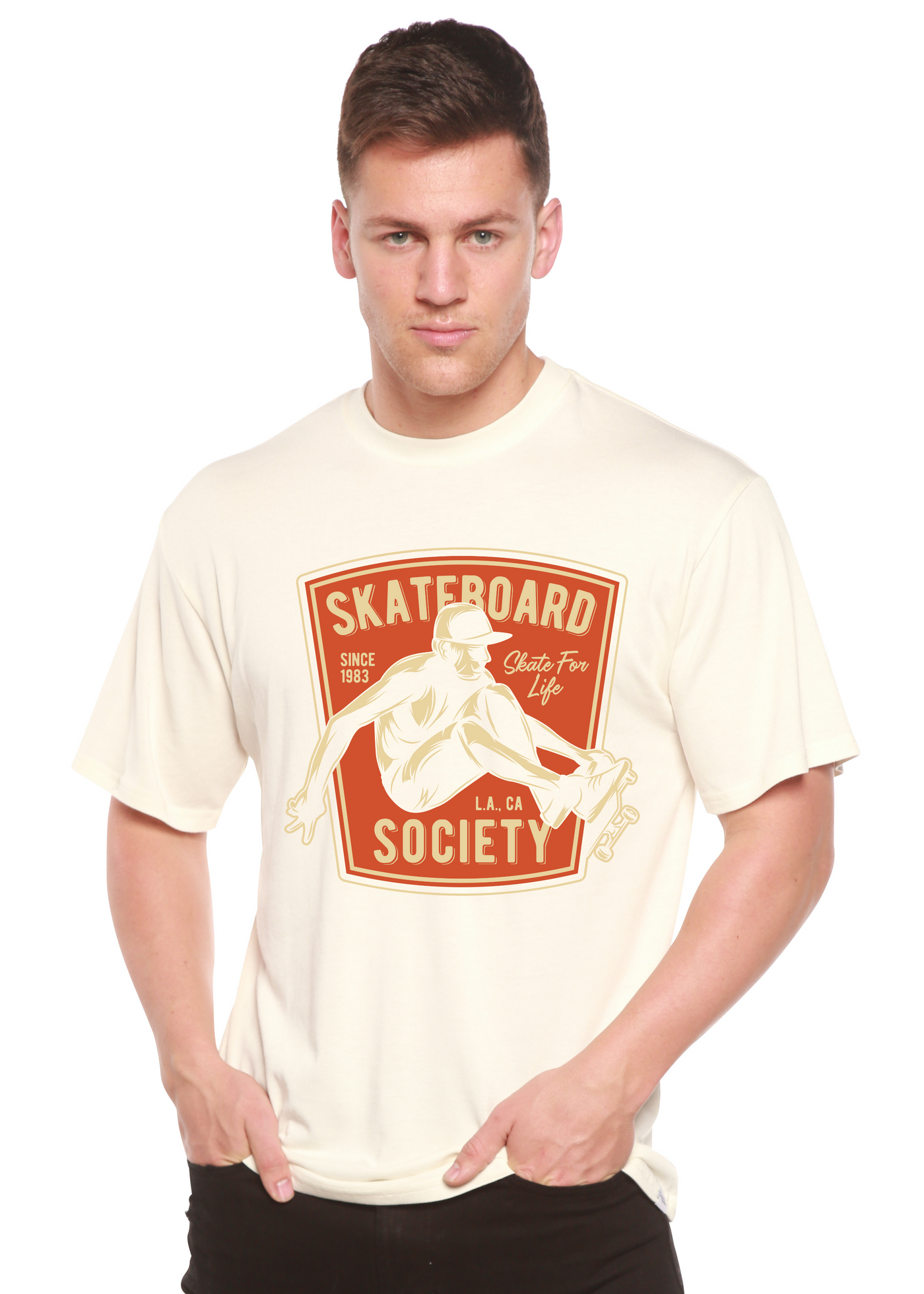 Skateboard Society men's bamboo tshirt white