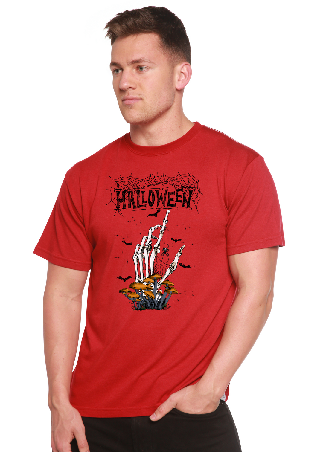 Halloween Graphic Bamboo T-Shirt pompeian red