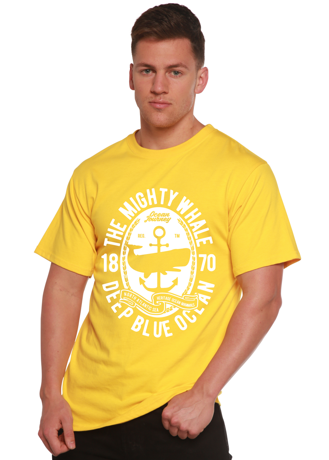 The Mighty Whale men's bamboo tshirt lemon chrome