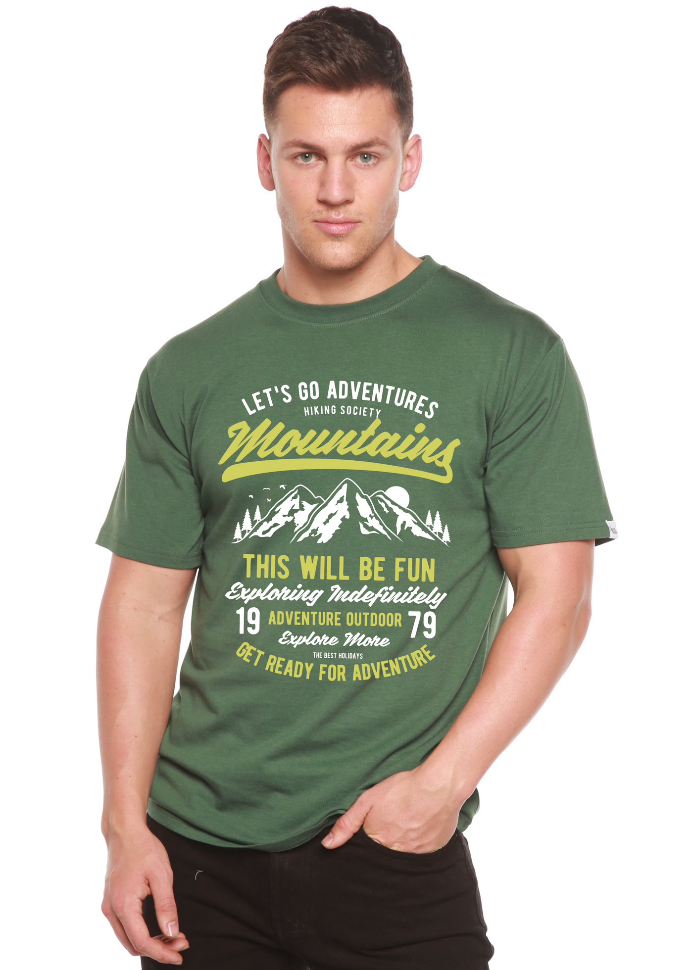 Let_s Go Adventure men's bamboo tshirt pine green