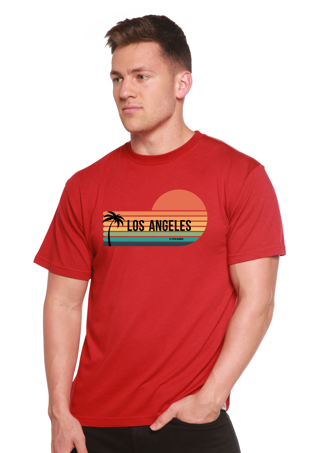 Los Angeles Spun Bamboo Unisex Graphic Bamboo T-Shirt pompeian red