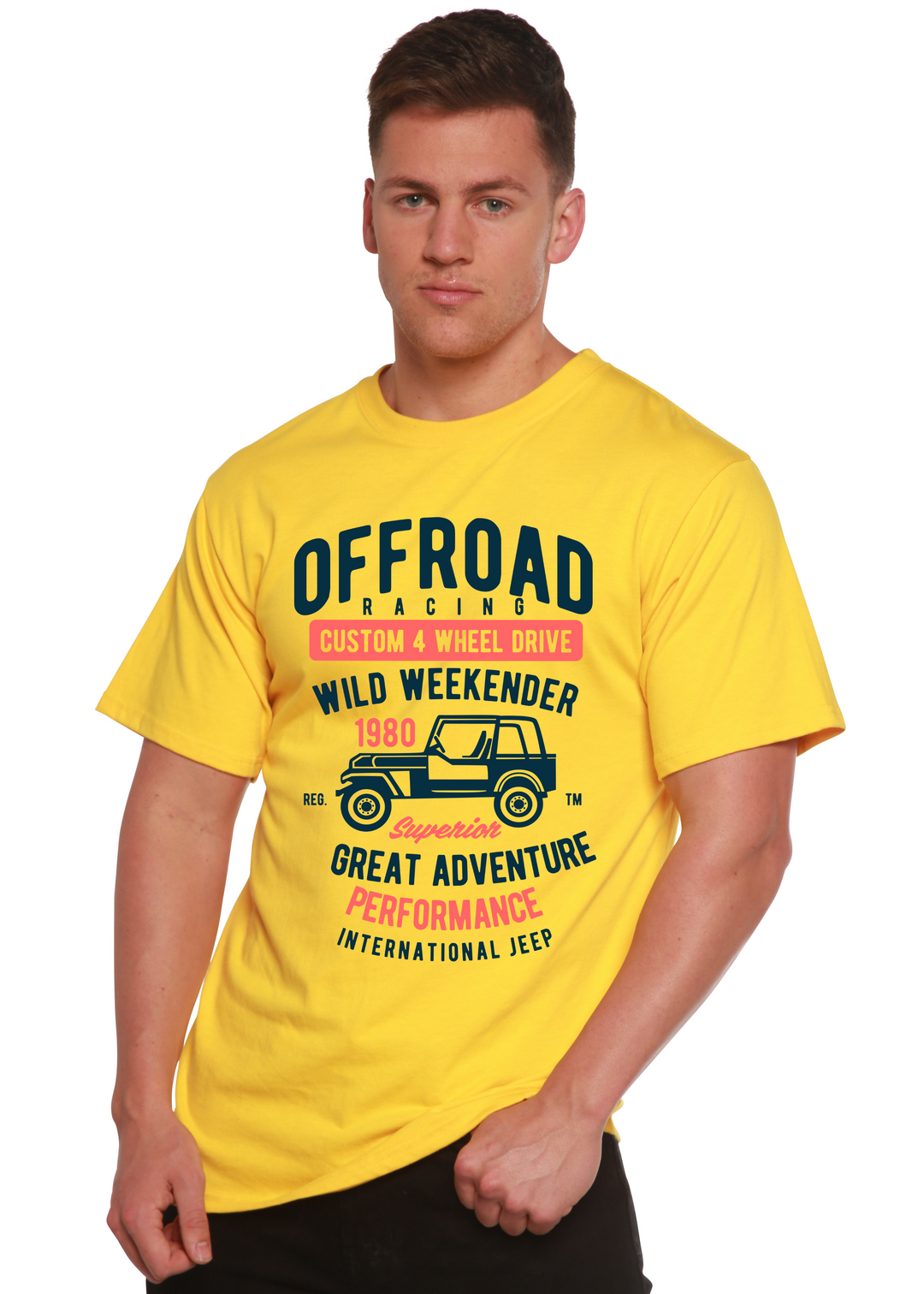 Off Road Racing men's bamboo tshirt lemon chrome