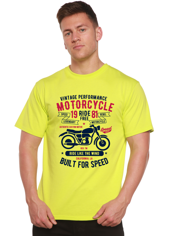 Motorcycle Ride Free men's bamboo tshirt lime punch
