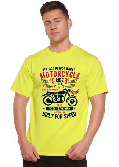 Motorcycle Ride Free men's bamboo tshirt lime punch