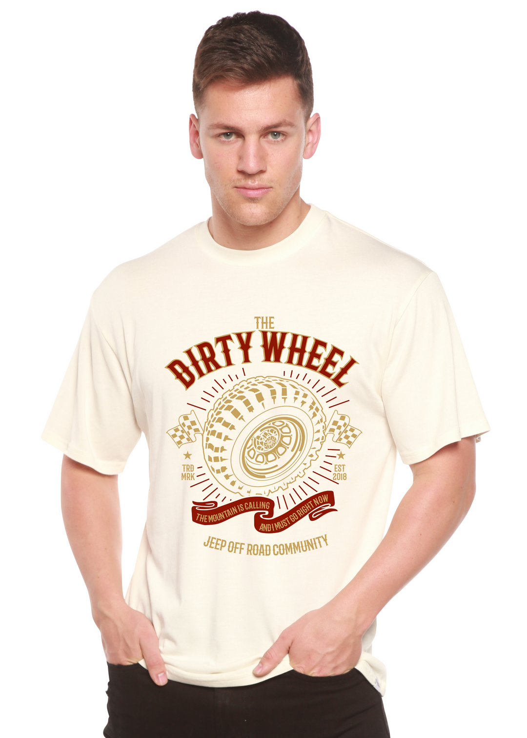 The Dirty Wheel men's bamboo tshirt white