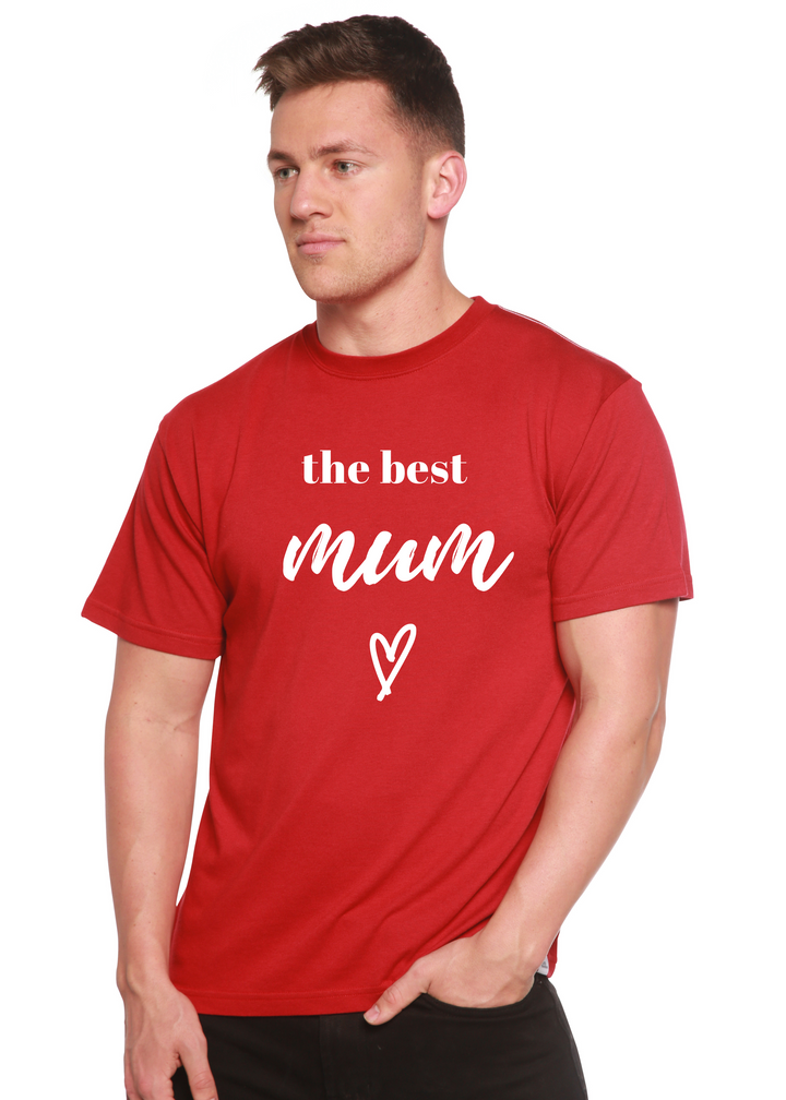 The Best Mum Unisex Graphic Bamboo T-Shirt pompeian red