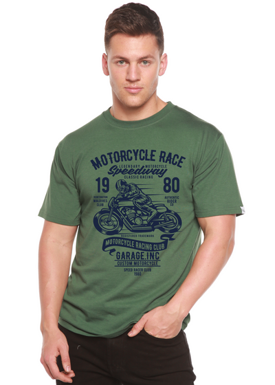 Motorcycles Race men's bamboo tshirt pine green