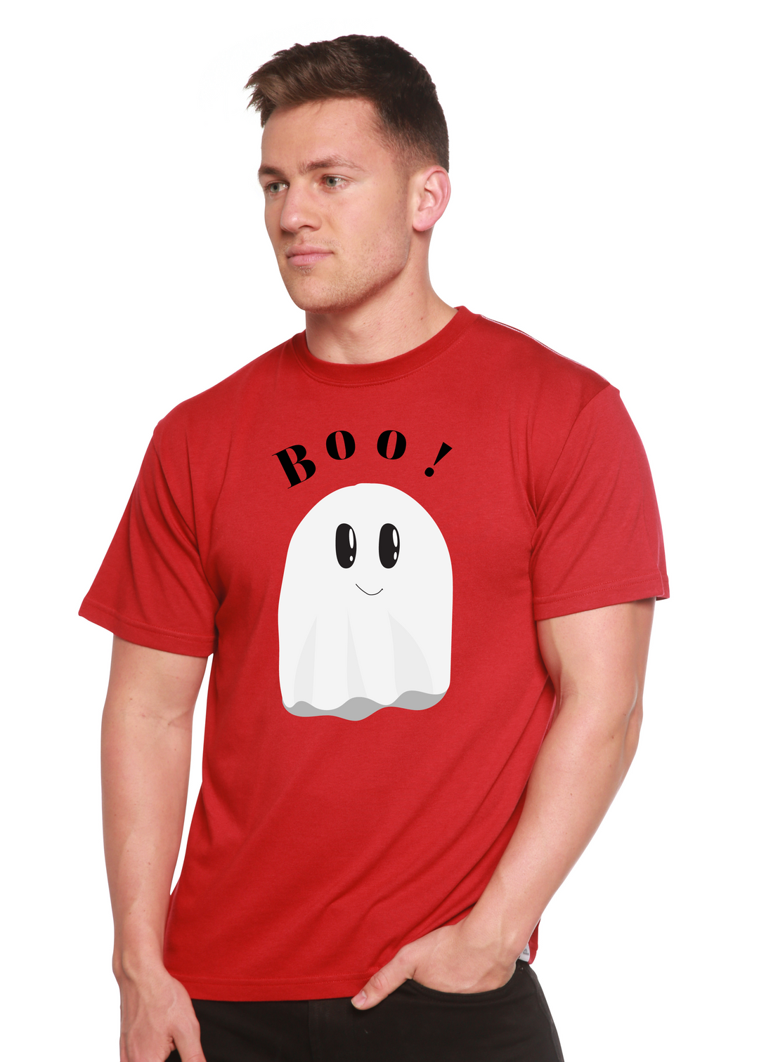 Boo Graphic Bamboo T-Shirt pompeian red