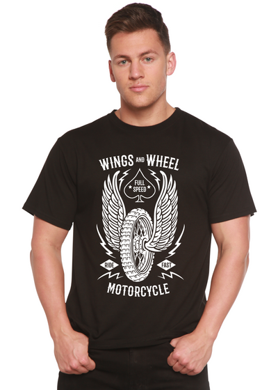 Wings And Wheel men's bamboo tshirt black