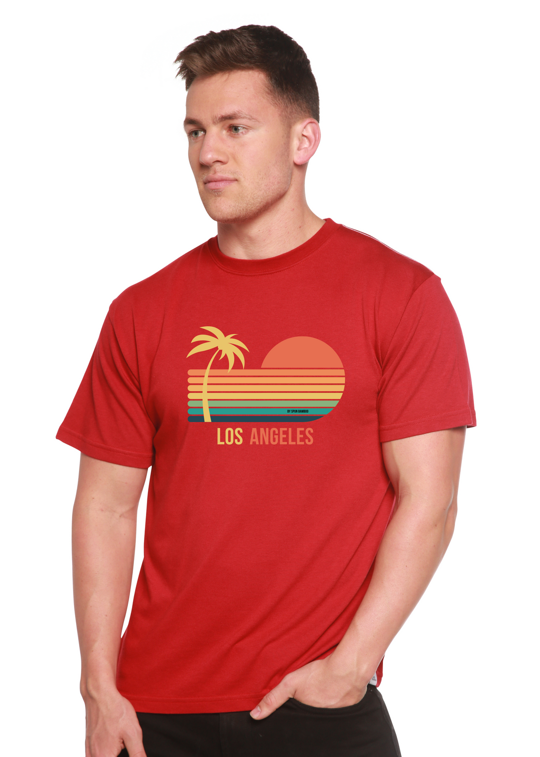 Los Angeles Unisex Graphic Bamboo T-Shirt pompeian red