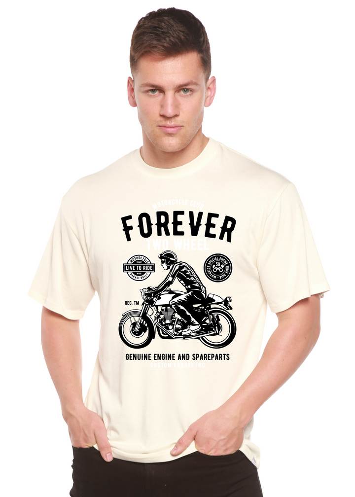 Forever Two Wheel men's bamboo tshirt white