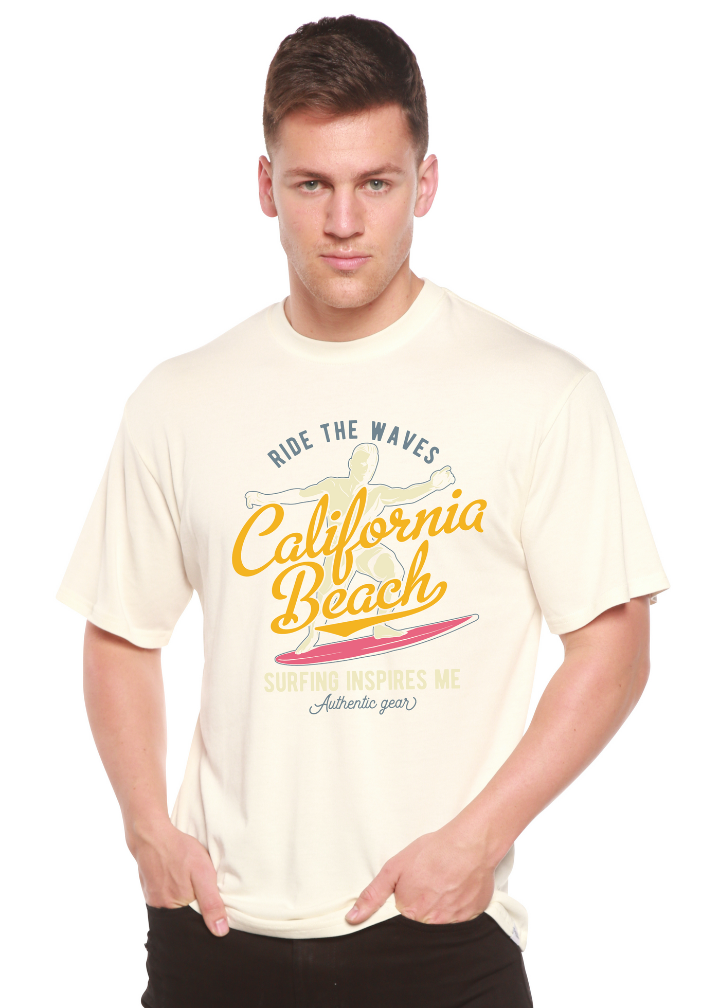 California Beach men's bamboo tshirt white